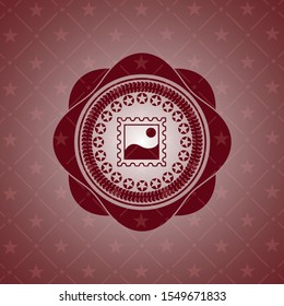 picture icon inside retro style red emblem