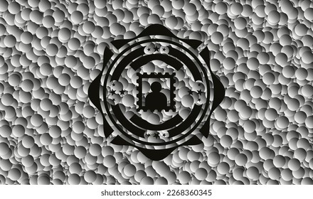picture icon inside retro style black emblem with bubbles background. Vector Illustration. Detailed. 