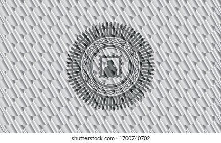Bildsymbol in glänzendem silbernem Emblem. Skaliert Muster. Vektorillustration Illustration. Detaillierte Angaben.