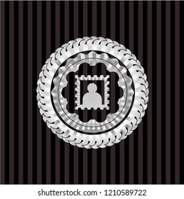 picture icon inside silver badge or emblem