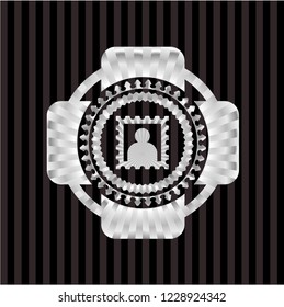 picture icon inside silver badge or emblem