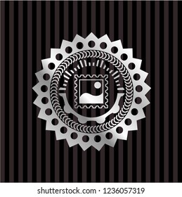 picture icon inside silver badge or emblem