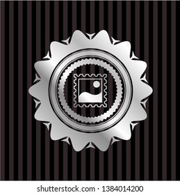 picture icon inside silver badge or emblem