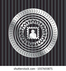 picture icon inside silver badge or emblem