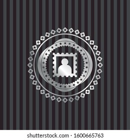 picture icon inside silver badge or emblem