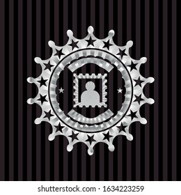 picture icon inside silver badge or emblem