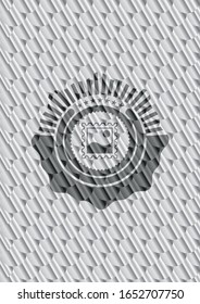 picture icon inside silver emblem or badge. Scales pattern. Vector Illustration. Detailed.