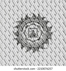 picture icon inside silver emblem or badge. Scales pattern. Vector Illustration. Detailed. 