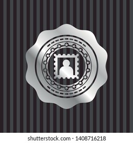 picture icon inside silver shiny badge