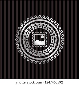picture icon inside silvery badge or emblem