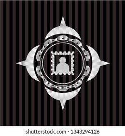 picture icon inside silvery emblem or badge