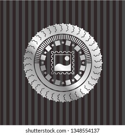 picture icon inside silvery emblem or badge