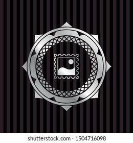 picture icon inside silvery shiny emblem