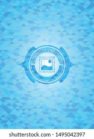 picture icon inside sky blue mosaic emblem