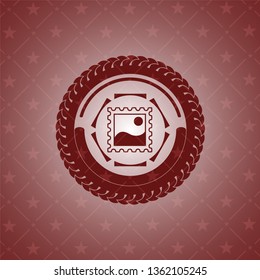 picture icon inside vintage red emblem