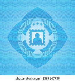 picture icon inside water concept badge.