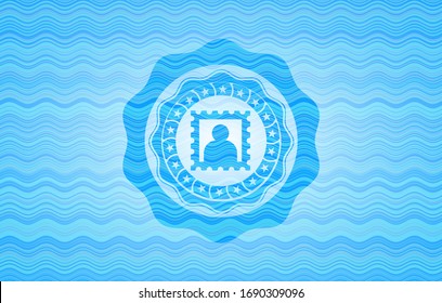 picture icon inside water concept style badge.