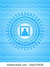 picture icon inside water wave representation style badge.
