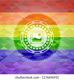 picture icon on mosaic background with the colors of the LGBT flag