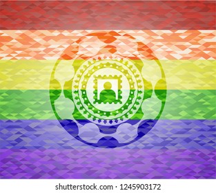 picture icon on mosaic background with the colors of the LGBT flag