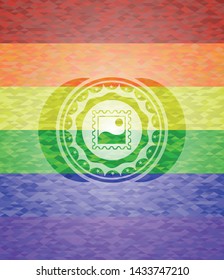 picture icon on mosaic background with the colors of the LGBT flag