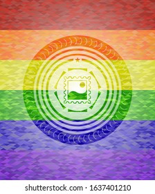 picture icon on mosaic background with the colors of the LGBT flag