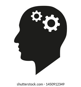 In the picture, the icon of a person who thinks about the situation, makes a decision, dreams, brainstorming. Icon for project, business.