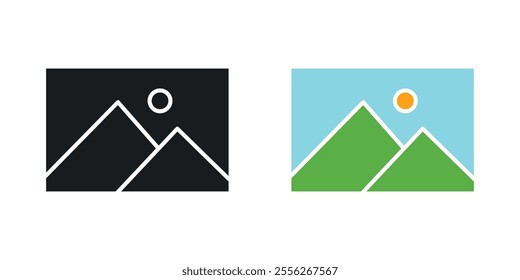 Picture icon set in black and colored versions.