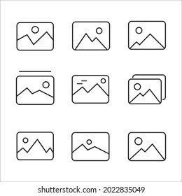 Picture icon set. Picture pack symbol vector elements for infographic web