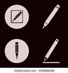 picture icon set with pencil vector illustration