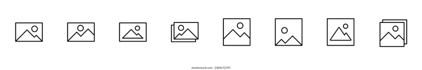 Picture icon set. photo gallery icon symbol