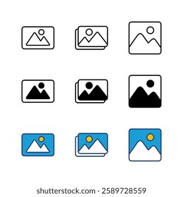 Picture icon set. photo gallery icon symbol