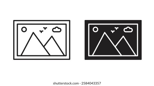 Picture icon set in thin line. vector illustrations for web