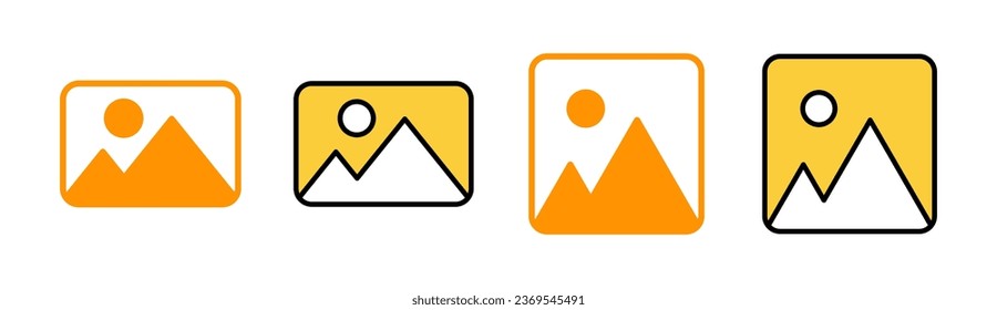 Icono de imagen establecido para la aplicación web y móvil. símbolo y signo de galería de fotos. icono de imagen