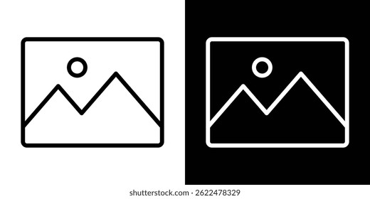 Picture icon shape graphic simple plain clipart symbol. thin line outline art