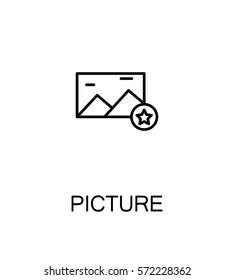 Picture icon. Single high quality outline symbol for web design or mobile app. Thin line sign for design logo. Black outline pictogram on white background