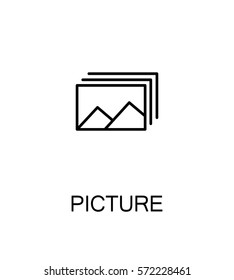 Picture icon. Single high quality outline symbol for web design or mobile app. Thin line sign for design logo. Black outline pictogram on white background