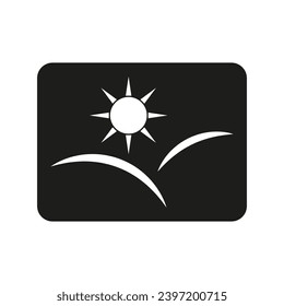 Picture icon. Sun and hills. Vector illustration. EPS 10.