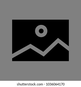 Picture icon. Vector. Black icon on medium gray background. Isolated.
