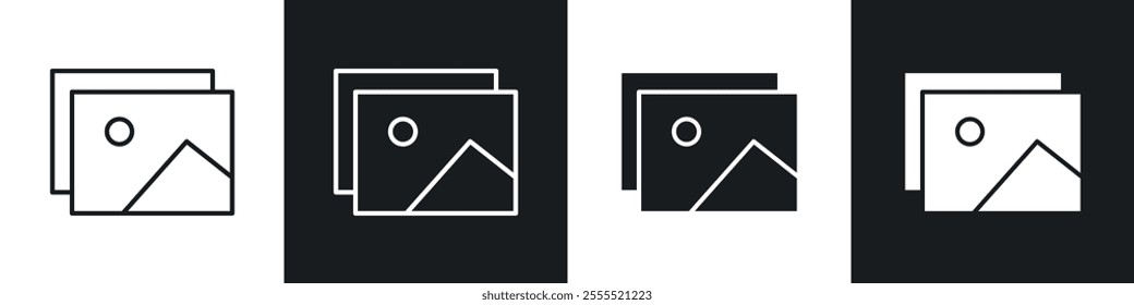 Picture icon vector collection in black and white.