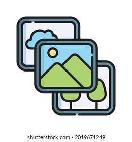 Picture Icon Vector Illustration. Flat Outline Cartoon. Travel and Tourism Icon Concept Isolated Premium Vector