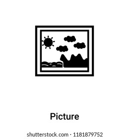 Picture icon vector isolated on white background, logo concept of Picture sign on transparent background, filled black symbol