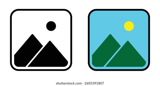 Picture icon vector, photo gallery sign and symbol, image icon, gallery icon, picture landscape icon symbol vector isolated on white background.