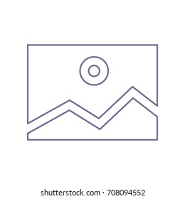 Picture icon. Vector. Violet linear icon on white background. Isolated.