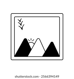 Picture icon with white background vector stock illustration