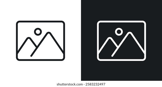 Picture icons in black and white liner strokes for web design.