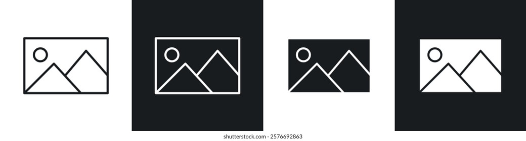 Picture icons collection in black and white solid and line style