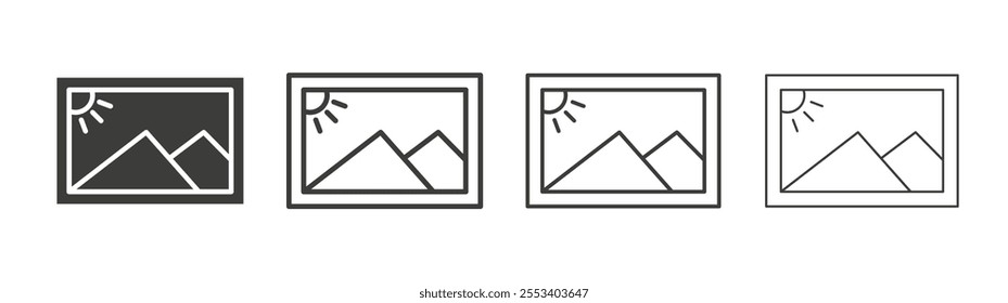 Picture icons collection. vector set in black color