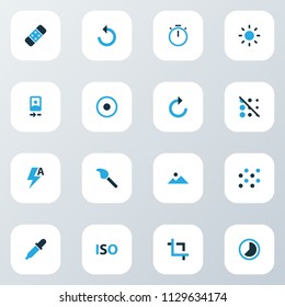 Picture icons colored set with circle, healing, capture and other reload elements. Isolated vector illustration picture icons.