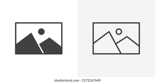 Picture icons. flat and line style set